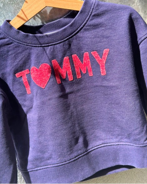 Mikina dětská Tommy Hilfiger modrá s nápisem